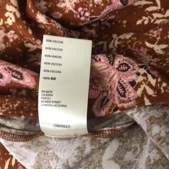 NWT - FREE People Women’s Lux Brown Pink Floral Long Sleeve Ruffle Jumpsuit - Picture 11 of 12